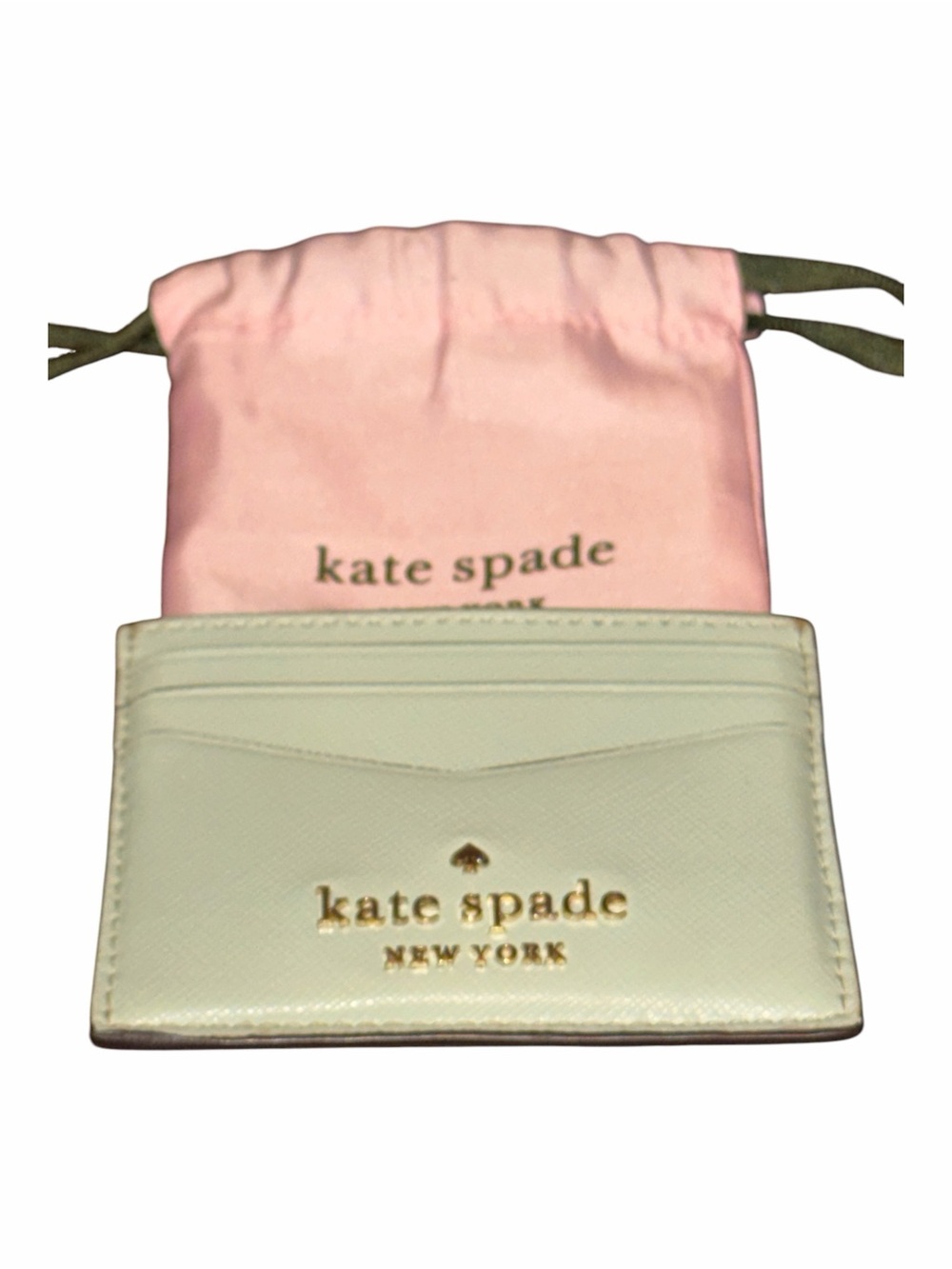 Kate Spade Saffiano Leather Slim Card Holder Wallet Cream / Off-White NWT